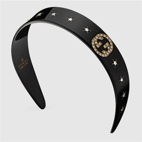 Gucci ที่คาดผม Crystal Interlocking G headband